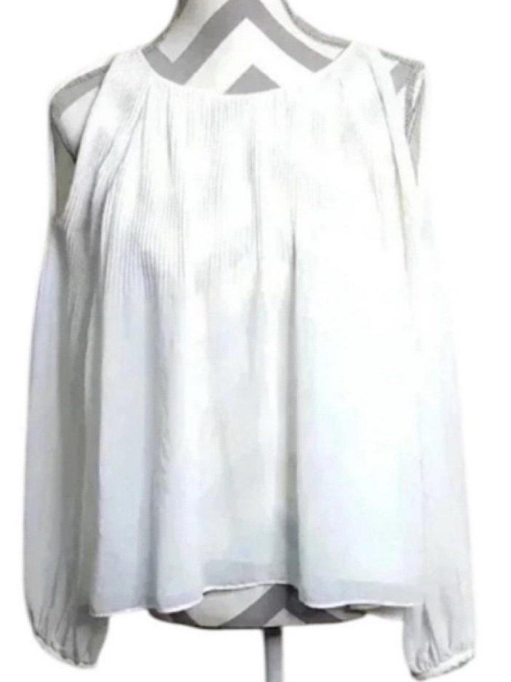 Zara Women’s White Pleated Cold-Shoulder Blouse